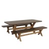 Brown concrete-effect table and bench set with acacia wood legs | Macabane