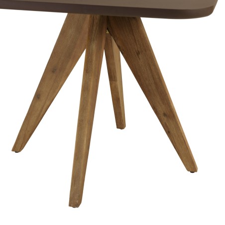 90x90cm square dining table with a brown concrete-effect top and acacia wood legs | Macabane Furniture