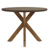 Round brown concrete-effect dining table with acacia wood legs, 100cm diameter | Macabane