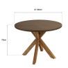 Round brown concrete-effect dining table with acacia wood legs, 100cm diameter | Macabane