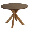 Round brown concrete-effect dining table with acacia wood legs, 100cm diameter | Macabane