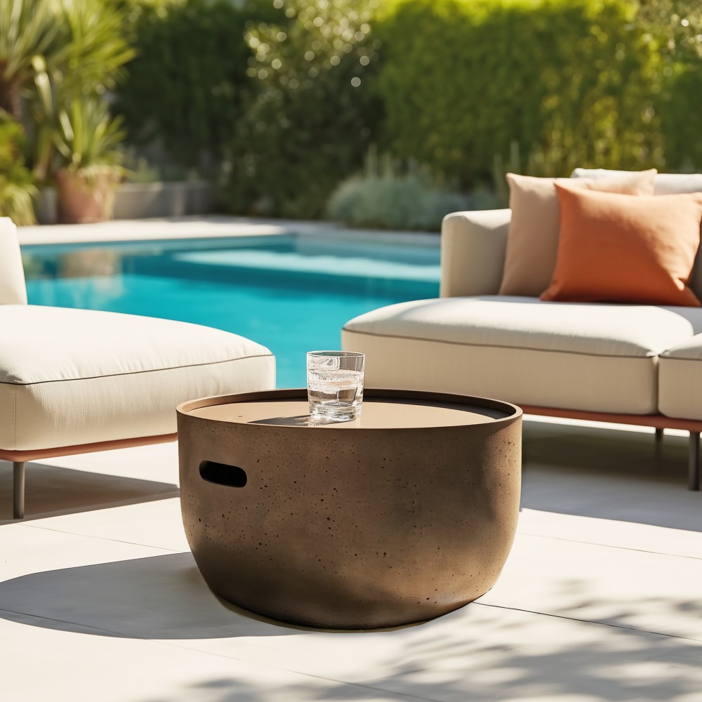 Round brown concrete coffee table, 58cm diameter | Macabane