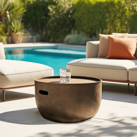 Round brown concrete coffee table, 58cm diameter | Macabane