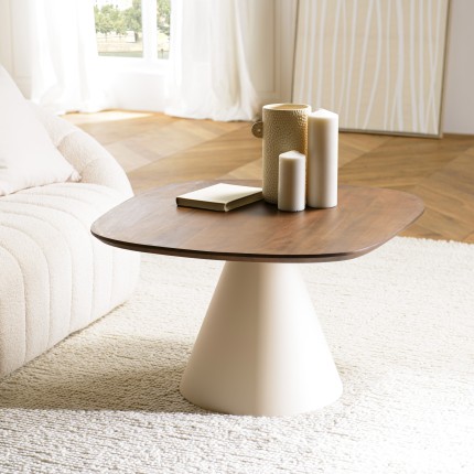 Table basse carré en manguier et pied couleur ivoire | Meubles Macabane