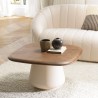Mesa de centro 70x70cm de mango pie de metal marfil | Macabane
