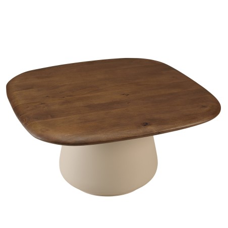 Mesa de centro 70x70cm de mango pie de metal marfil | Macabane