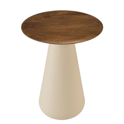 Table d'appoint 40x40 en bois de manguier et pieds couleur ivoire | Macabane