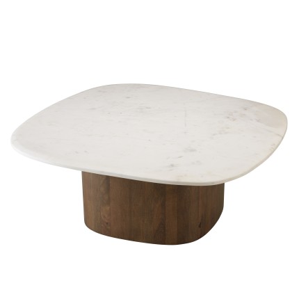 Table basse 80x75 cm plateau en marbre blanc | Meubles Macbane