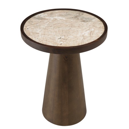Side table 40x40cm, marble top, dark mango wood legs | Macabane