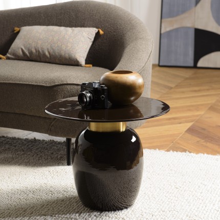 Table d'appoint ronde en métal noir | Meubles Macabane