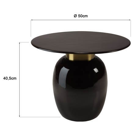Round side table in black metal | Macabane Furniture