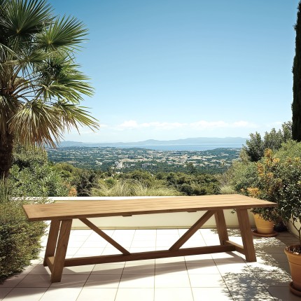 Table à manger de jardin en teck recyclé | Meubles Macabane
