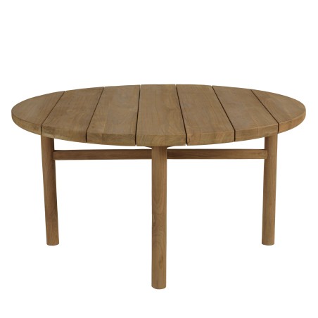 Round garden coffee table made from recycled teak | Macabane Furniture