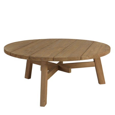 Round garden coffee table made from recycled teak | Macabane Furniture