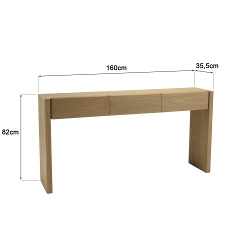 Consola 3 cajones diseño redondeado color natural | Muebles Macabane