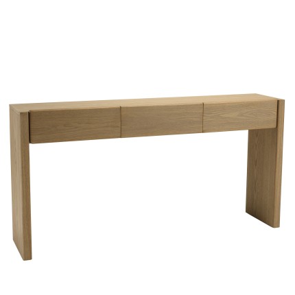 Console 3 tiroirs design arrondi couleur naturelle | Meubles Macabane