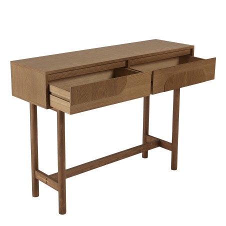 Natural-coloured wooden console table with 2 drawers - Macabane Furniture