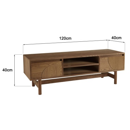 Natural-coloured TV stand with rounded design | Macabane Furniture