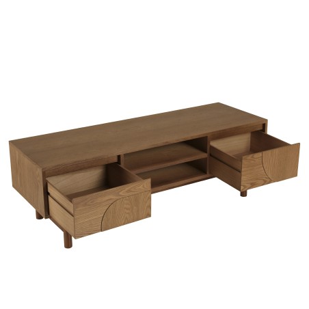 Natural-coloured TV stand with rounded design | Macabane Furniture