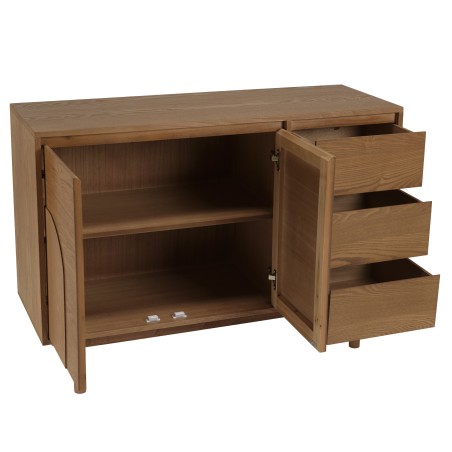 Natural-coloured wooden sideboard with 3 drawers | Macabane Furniture