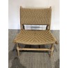 SECONDE MAIN - Lot de 2 fauteuils lounge jardin en bois teck rotin relief