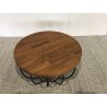 SECONDE MAIN - Table basse plateau 60x60cm bois teck recyclé métal noir