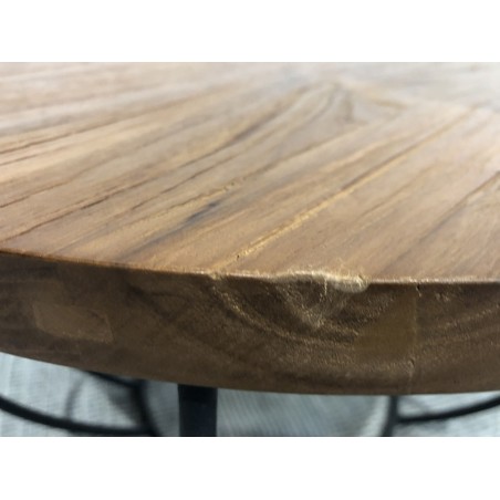 SECOND-HAND - Coffee table with 60x60cm top made from recycled teak and black metal
