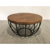 SECOND-HAND - Coffee table with 60x60cm top made from recycled teak and black metal