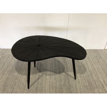 SECONDE MAIN - Table d’appoint ovoïde plateau texturé noir mat pieds fer noir