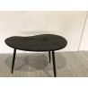 SECOND HAND - Ovoid side table with textured black matt top and black iron legs