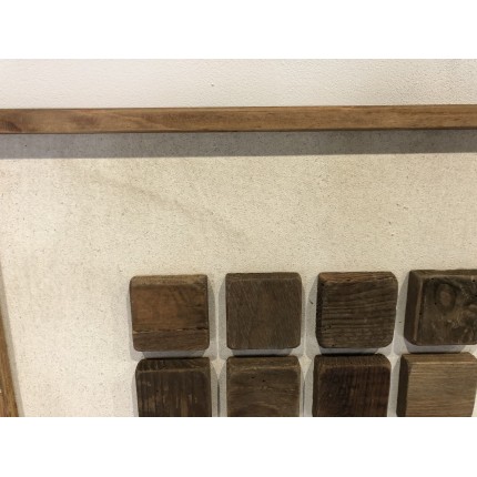 SECOND HAND - Wall decoration in recycled pine with geometric patterns, 62 x 62 cm