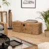 SECOND HAND - Brown storage chest, recycled pine with black metal handles