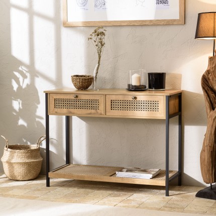 SECOND HAND -  Brown Console Table with 2 Drawers and 1 Shelf | Trendy Design