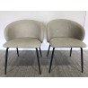 Lot de 2 chaises tissu écru dossier arrondi pieds acier noir | Seconde main
