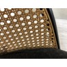 SECONDE MAIN - 2 fauteuils tissu noir dossier arrondi effet cannage