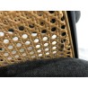 SECOND-HAND - 2 black fabric armchairs with rounded backs and cane effect
