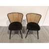 Seconde main - Lot de 2 chaises  - Assise tissu noir - Effet cannage