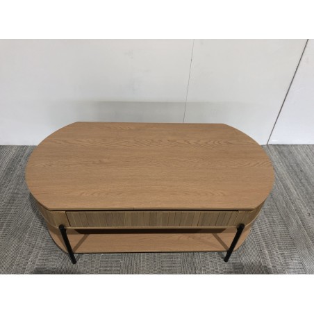 Retro-style wooden coffee table with 2 drawers, pine | Second-hand