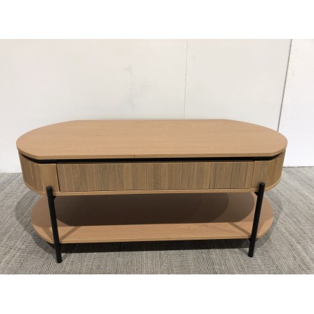 Retro-style wooden coffee table with 2 drawers, pine | Second-hand