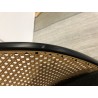 SECONDE MAIN - 2 fauteuils tissu noir dossier arrondi effet cannage
