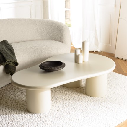 Table basse forme organique couleur beige effet béton | Seconde Main