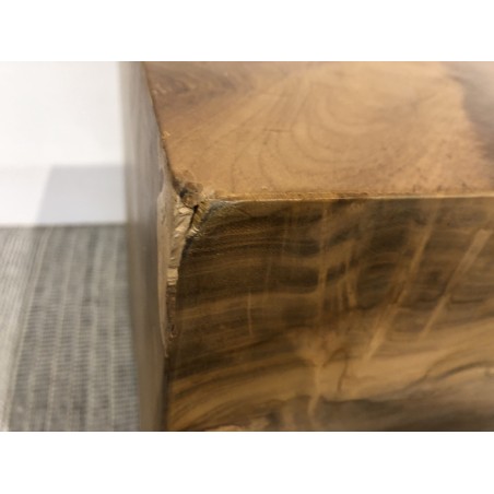 Cube bois naturel en teck WALLY - Déco unique - Seconde main