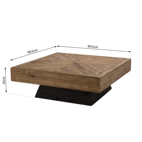 Square coffee table in recycled pine wood | SECONDE VIE