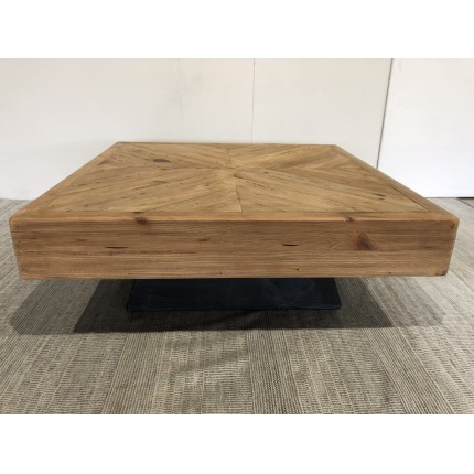Square coffee table in recycled pine wood | SECONDE VIE