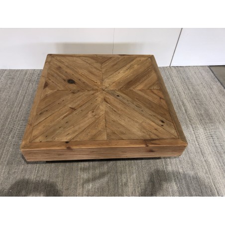 Square coffee table in recycled pine wood | SECONDE VIE