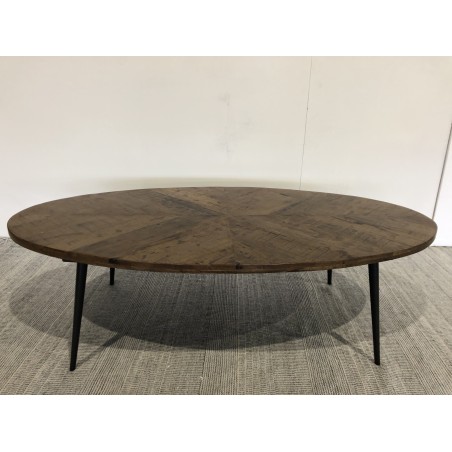 KIARA Oval Coffee Table, 135x70 cm, Herringbone Top - Secondhand