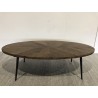 KIARA Oval Coffee Table, 135x70 cm, Herringbone Top - Secondhand