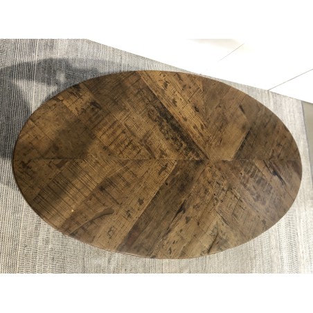 Table basse ovale KIARA 135x70cm plateau chevrons - Seconde Main