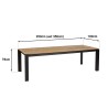 Outdoor dining table 250/350x100cm recycled teak with metal legs