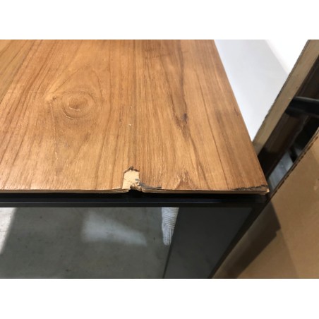 Table à manger ext. 250/350x100cm teck recyclé pieds métal - Seconde Main